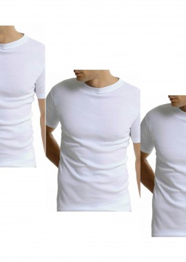 Ανδρικό Φανελάκι Σετ 3 Τεμ Κοντό Μανίκι Λευκό Λευκό