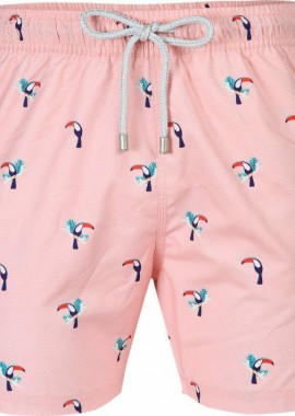 John Frank Toucan Ανδρικό Μαγιό Σορτς Ροζ με Σχέδια Ροζ