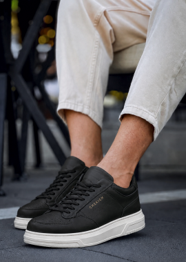 CHEKICH - Ανδρικά ασπρόμαυρα Sneakers δερματίνη CH075B