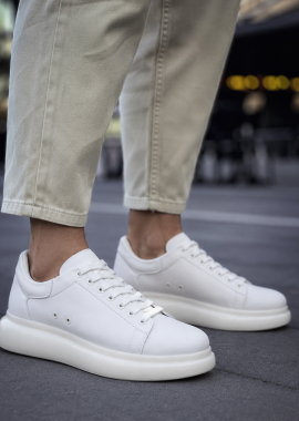 CHEKICH - Ανδρικά λευκά δίσολα Sneakers λαστιχένια σόλα CH295W