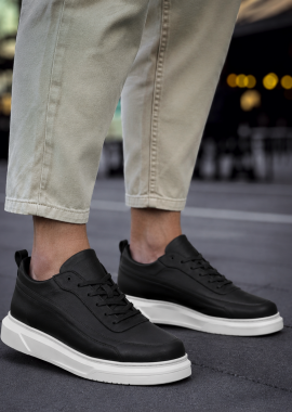 Ανδρικά ασπρόμαυρα Sneakers με λαστιχένια σόλα CH987M