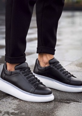 Ανδρικά ασπρόμαυρα δίσολα Sneakers λαστιχένια σόλα CH295