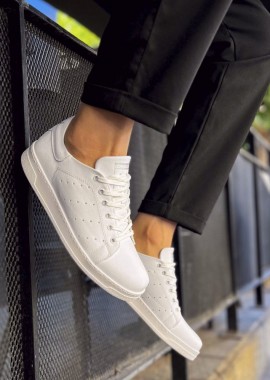 Ανδρικά λευκά Sneakers λαστιχένια σόλα CH977A