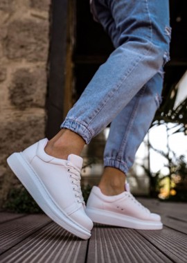 Ανδρικά λευκά δίσολα Sneakers λαστιχένια σόλα CH25700A