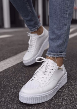 Ανδρικά λευκά Sneakers ανάγλυφο σχέδιο CH017W