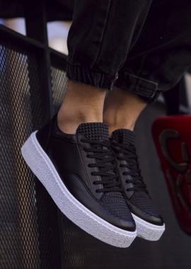 Ανδρικά ασπρόμαυρα Sneakers ανάγλυφο σχέδιο CH017