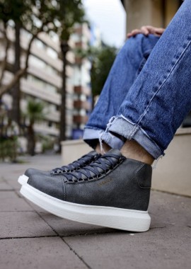 Ανδρικά ανθρακί μποτάκια δερματίνη χαμηλά CH258Q