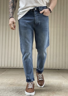 Ανδρικό μπλε σταθερό Loose Jean πεντάτσεπο με κουμπιά JR8000