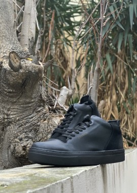 Ανδρικά μαύρα Sneakers δερματίνη CH004S