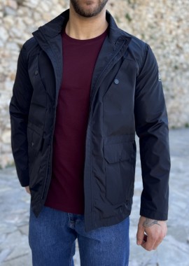Ανδρικό μπλε ελαφρύ μπουφάν με γιακά και ίσιο τελειώμα HM264085