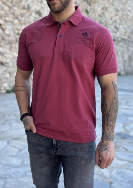 Everbest ανδρική κερασί Polo μπλούζα με σχέδια Plus Size 252828K