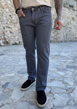 Ανδρικό γκρι πλυμένο τζιν ελαστικό σε ίσια γραμμή με φερμουάρ LC16396
