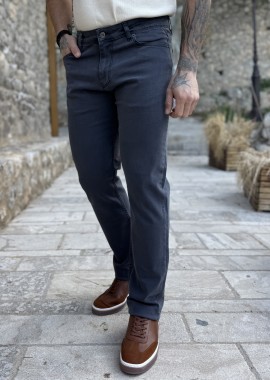 Ανδρικό γκρι τζιν ελαστικό σε ίσια γραμμή με φερμουάρ LC16575