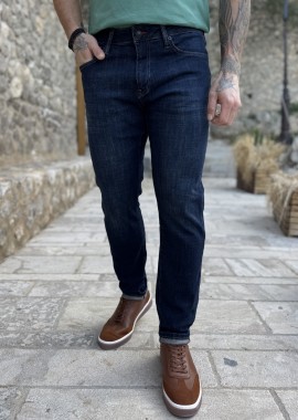 Ανδρικό σκούρο μπλε ξεβαμμένο τζιν ελαστικό GB5723