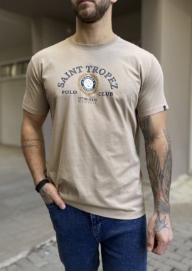 Everbest ανδρικό μπεζ Tshirt με τύπωμα 242808B