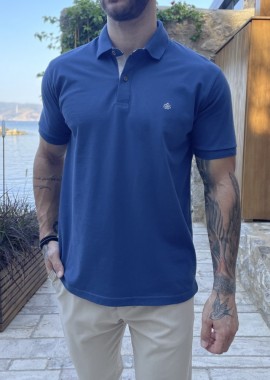 Everbest ανδρική μπλε Indigo πικέ Polo μπλούζα Plus Size 252834B