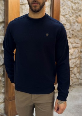 Everbest Ανδρική μπλε navy μακρυμάνικη ριπ μπλούζα Plus Size 261030N