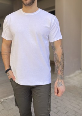 Origin ανδρική λευκή βαμβακερή κοντομάνικη μπλούζα με ανάγλυφο ύφασμα 242730W