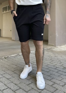 NDC Ανδρική μαύρη βαμβακερή βερμούδα με τύπωμα 222999