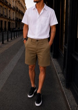Ανδρική κάμελ υφασμάτινη Chinos βερμούδα 2422K