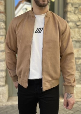 Ανδρικό κάμελ σουέτ μπουφάν Bomber HM264049B