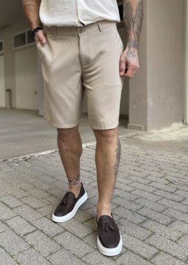 Ανδρική μπεζ ανοιχτό υφασμάτινη βερμούδα 2390E