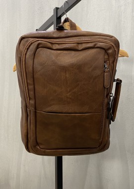 Ανδρική καφέ τσάντα πλάτης και χειρός PB1620