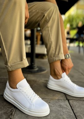 Ανδρικά λευκά Sneakers με λαστιχένια σόλα CH979A