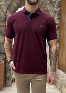 Everbest ανδρική μπορντό πικέ Polo μπλούζα Plus Size 262833B