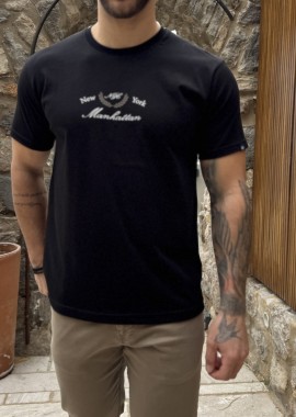 Everbest ανδρική μαύρη κοντομάνικη μπλούζα με τύπωμα Plus Size 262802