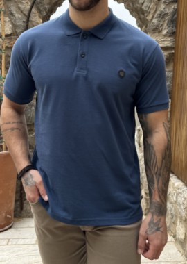 Everbest ανδρική μπλε Indigo πικέ Polo μπλούζα Plus Size 262839I