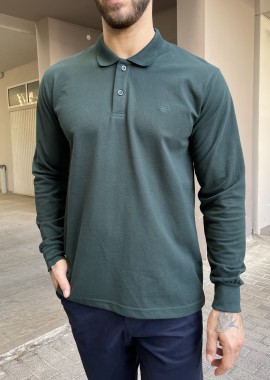 Everbest Ανδρική κυπαρισσί πικέ Polo μακρυμάνικη μπλούζα Plus size 2610200K
