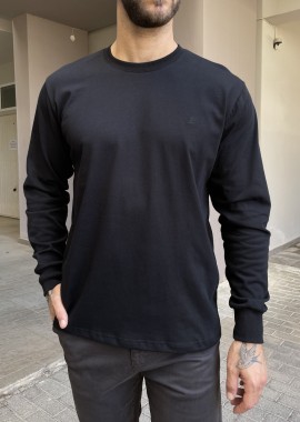 Everbest Ανδρική μαύρη βαμβακερή μπλούζα Plus size 2610160M