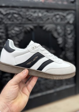 Teddy Smith ανδρικά λευκα sneakers με μαύρες-γκρι λεπτομέρειες 78815