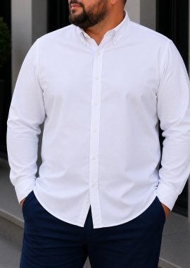 Ανδρικό λευκό κλασικό πουκάμισο Oxford Plus Size CA2524W