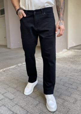 Ανδρικό μαύρο τζιν ελαστικό σε ίσια γραμμή με φερμουάρ LC17764