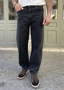 Ανδρικό μαύρο Loose τζιν ελαστικό πεντάτσεπο με φερμουάρ G81086