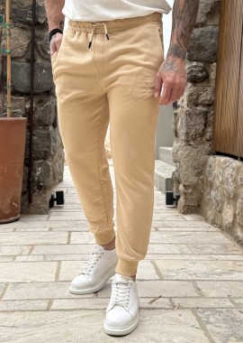 Ανδρική ώχρα αθλητική φόρμα με λάστιχο KEF2614