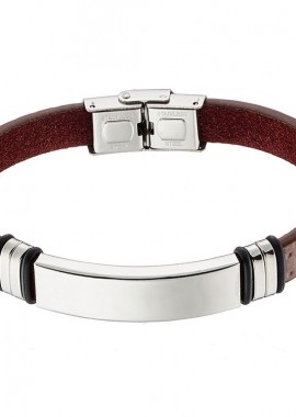 Βραχιόλι Ταυτότητα Από Οικολογικό Δέρμα Και Ατσάλι AS25896