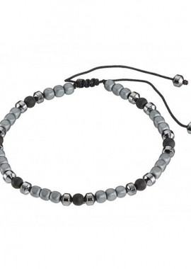 Βραχιόλι Από Κορδόνι Με Ημιπολύτιμους Λίθους Όνυχα Και Αιματίτη AS28702