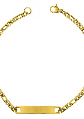 Βραχιόλι Ταυτότητα Από Ανοξείδωτο Ατσάλι Επιχρυσωμένο AA28871 20cm