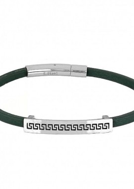 Βραχιόλι Από Δέρμα Και Ατσάλι Με Μαίανδρο TU29862