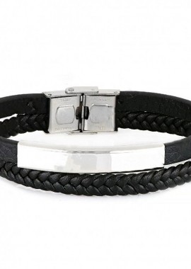 Βραχιόλι Από Δέρμα Και Ατσάλι Με Ταυτότητα TU29945