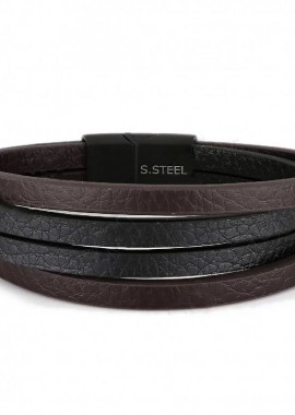 Βραχιόλι Από Δέρμα Και Ατσάλι TU29954