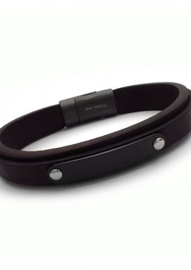 Ανδρικό βραχιόλι με δέρμα και Ατσάλι BA396