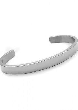 Βραχιόλι σταθερό βέργα 6mm από ατσάλι ασημί BA398