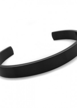 Βραχιόλι σταθερό βέργα 8mm από ατσάλι μαύρο BA403