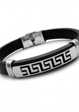 Μοντέρνο ανδρικό Βραχιόλι με δέρμα BA422