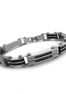 Βραχιόλι από ατσάλι λευκό-μαύρο BA441