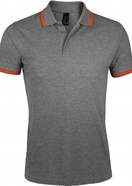 - Ανδρικό πόλο πικέ Pasadena Men SOLS 00577 Grey Melange/Orange